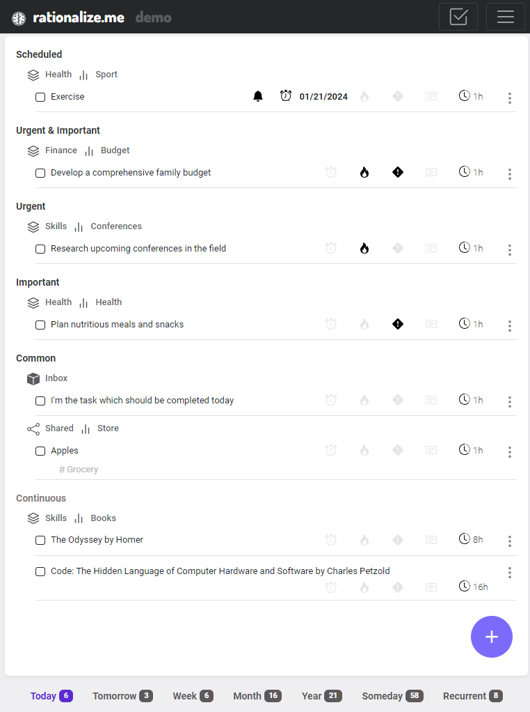 Review completed tasks in Plan Area on a tablet device