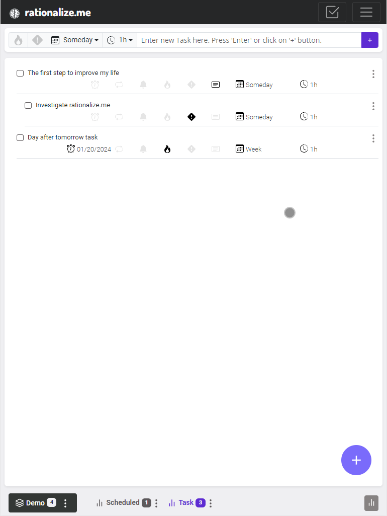 Add new task in the Context area on a tablet device